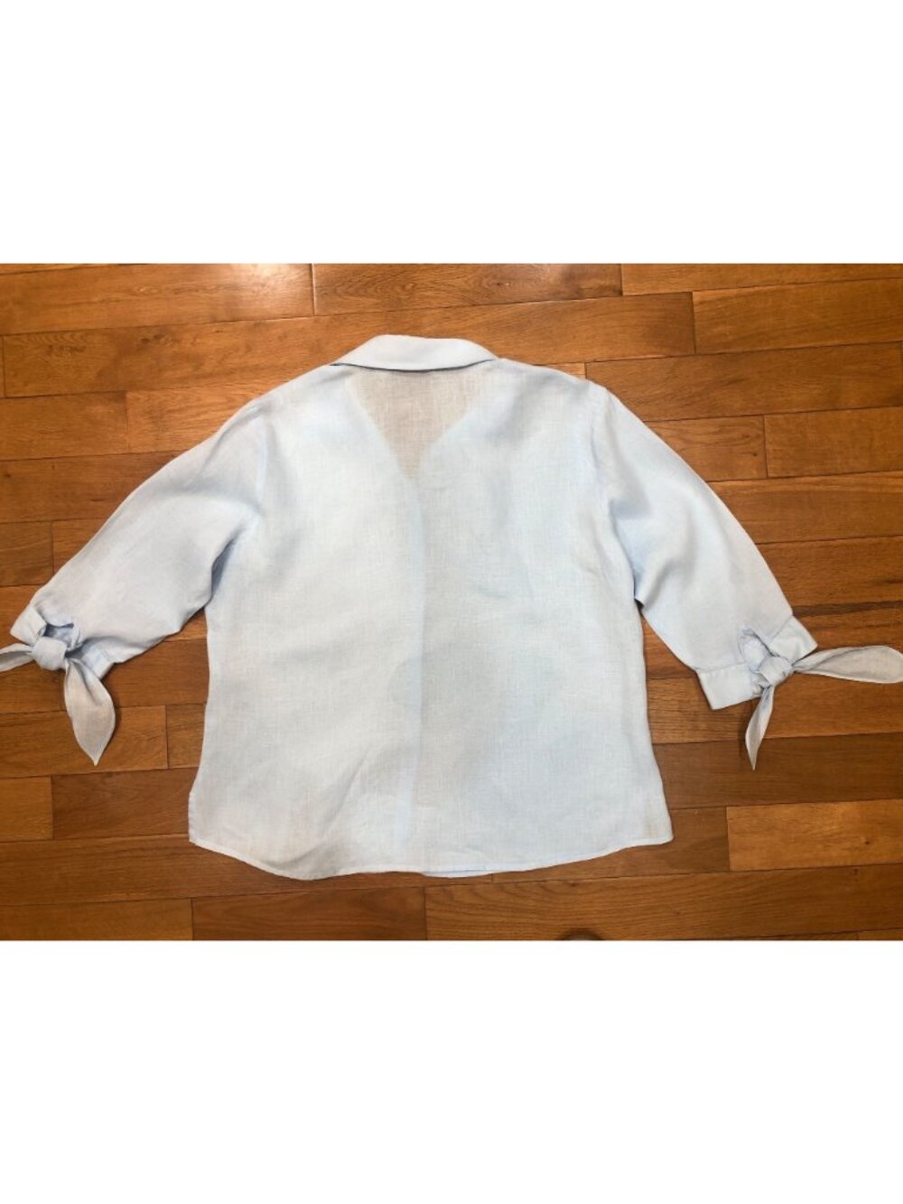Adriana Bermani 100% Linen 3/4 Sleeve Button Front Shirt Beach Coastal Size L - Picture 5 of 8
